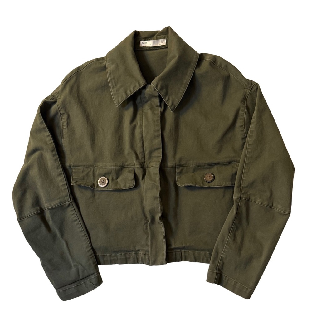 Zara Khaki Green cropped Army Jacket